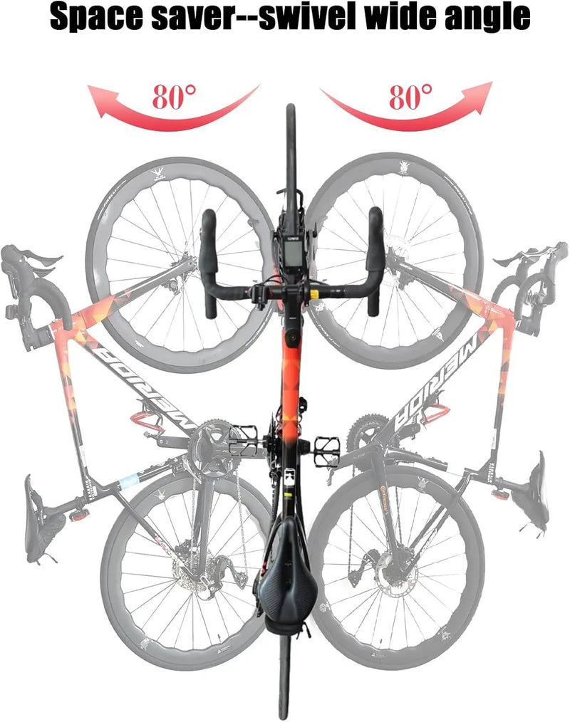 Bike Wall Mount Vertical, Swivel Bike Hangers For Garage, Bike Rack Garage Wall, Bicycle Hooks, Garden Indoor Outdoor Storage, All Metal (4Pack) by GreenHaven Gardens