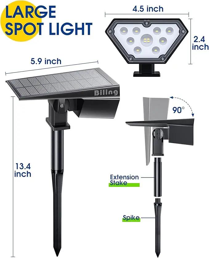 Biling Solar Spot Lights Outdoor, 2-in-1 Solar Landscape Lights 12 LED Bulbs Solar Powered Lights IP67 Waterproof Adjustable Wall Light for Patio Pathway Yard Garden Driveway Pool - Warm White by GreenHaven Gardens