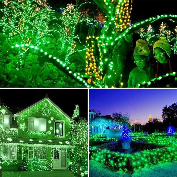 Toodour Solar Christmas Lights, 2 Packs Total 144ft 400 LED 8 Modes Solar String Lights, Waterproof Solar Outdoor Christmas Lights for Garden, Patio, Fence, Balcony, Christmas Tree Decor - Green by GreenHaven Gardens