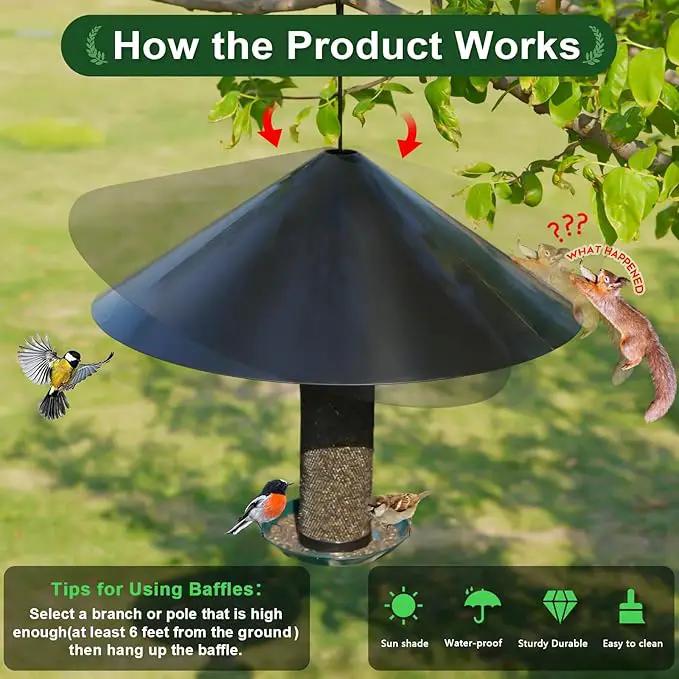 Gtongoko 19 Inch PP Squirrel Baffle for Protect Outside Hanging Mounted Bird Feeder or Bird House Squirrel Proof for Shepherd Hooks Black 1 Pack by GreenHaven Gardens