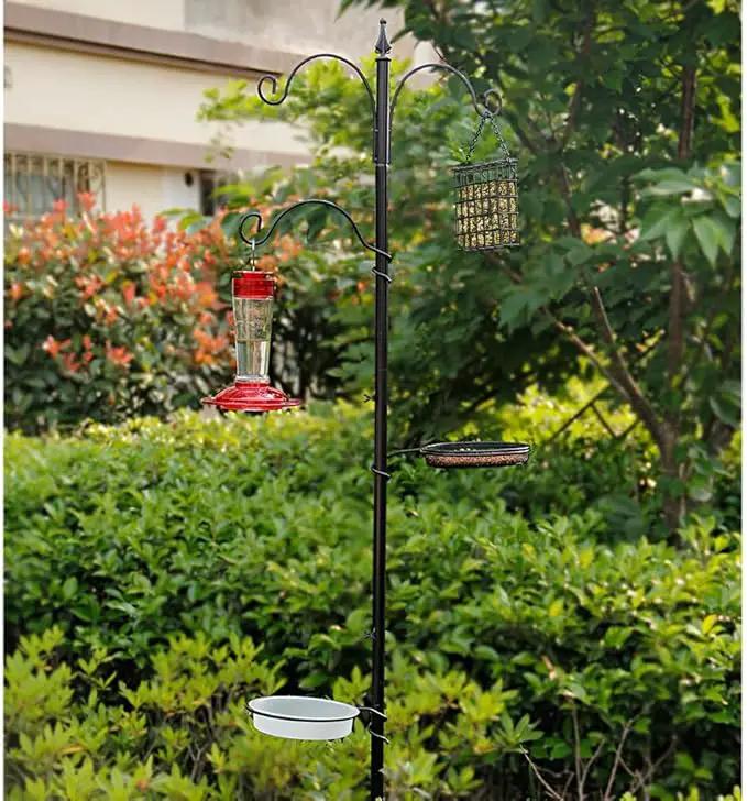 yosager Premium Bird Feeding Station Kit, 75" x 21" Bird Feeder Pole, A Multi Feeder Hanging Kit with Metal Suet and Bath for Attracting Wild Birds, Birdfeeder and Planter Hanger by GreenHaven Gardens