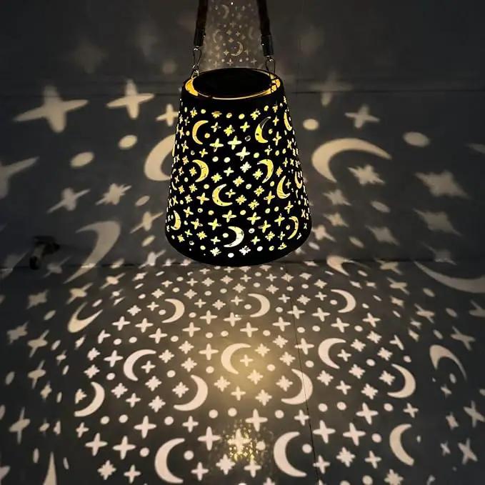 Hanging Solar Lanterns Outdoor Waterproof Star Moon Solar Lights Metal Outdoor Decor, LED Decorative Solar Garden Lights for Garden, Backyard, Tree, Porch(1 Pack) by GreenHaven Gardens