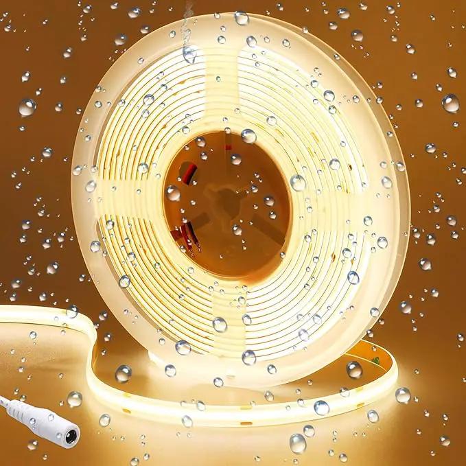 24V COB LED Strip Light Warm White 3000K 5M/16.4ft 2400LEDs Waterproof IP65 Uniform Glow CRI 93+ Flexible LED Tape Lights for DIY Cabinet Bedroom Kitchen Home Decor(No Power Supply) by GreenHaven Gardens