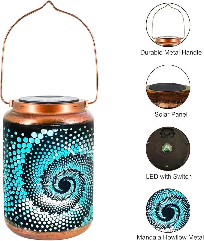4 Pack Solar Lanterns Outdoor Hanging Lantern Metal Waterproof LED Lantern with Solar Powered Garden Patio Decorations Decor Lantern with Handle Christmas Gift Idea by GreenHaven Gardens