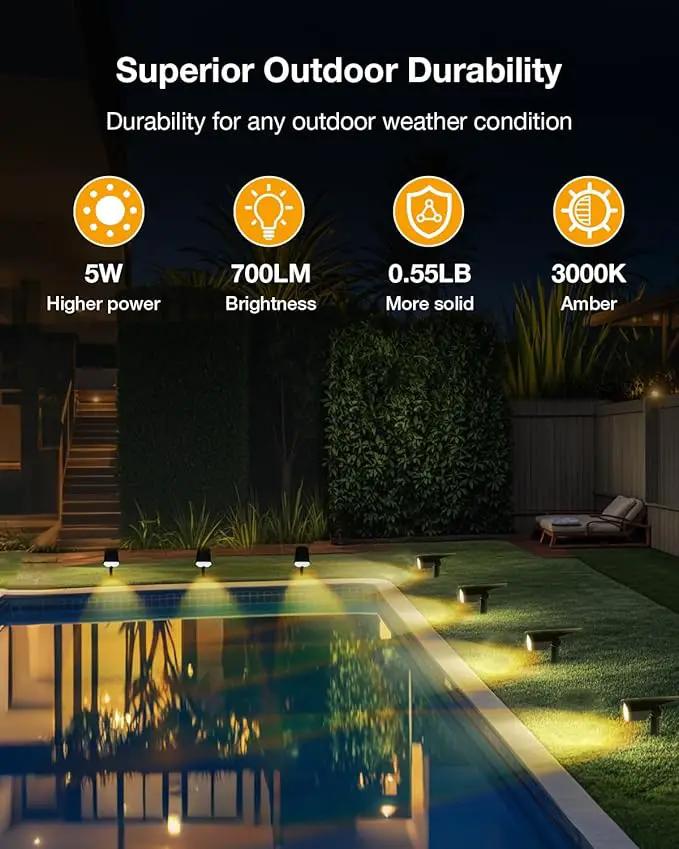 Solar Power Spotlight Outdoor Waterproof Landscape LED Accent Lighting for Yard, Tree, Plants, Walls, Path, Garden, Statues, Adjustable Brightness,Dusk to Dawn Long Lasting 4 Pack Warm White by GreenHaven Gardens