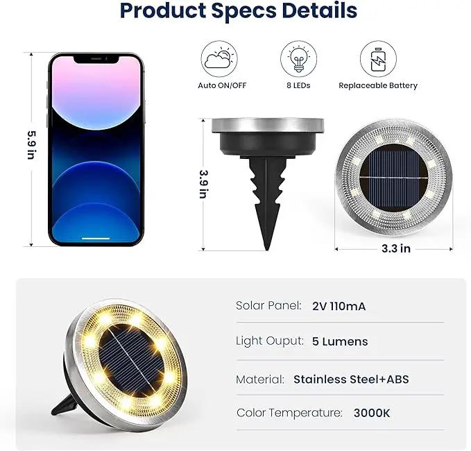 SOLPEX 2 Pack Solar Ground Lights Outdoor Waterproof, Solar Powered Pathway Lights, Landscape Lighting for Garden Walkway Driveway Backyard Decor (Warm White) by GreenHaven Gardens