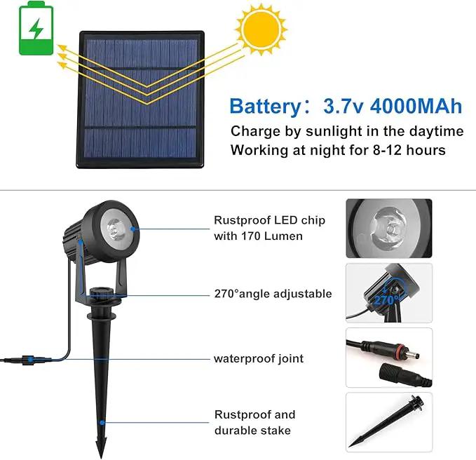 Solar Spot Lights Outdoor, Landscape Spotlights IP65 Waterproof 9.8ft Cable, Dusk to Dawn Solar Uplights for Tree Garden Yard Driveway Porch Walkway Pool (6-in-1, 3000K Warm White) by GreenHaven Gardens
