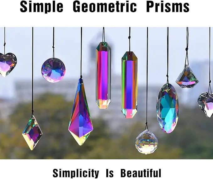 2PCS 5" Large Crystal Sun Catcher Prisms, STINO Hanging Suncatchers with Glass Prism, Rainbow Maker for Windows, Balcony, Kitchen, Garden Decoration (1, Chunky Cone 2Pcs) by GreenHaven Gardens