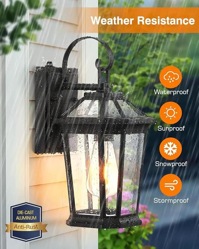 VIANIS Dusk to Dawn Exterior Light Fixture, Waterproof Outdoor Wall Sconce Porch Light for House, 100% Anti-Rust Aluminum Outside House Lights, Farmhouse Coach Lantern for Porch, Garage, Front Door by GreenHaven Gardens