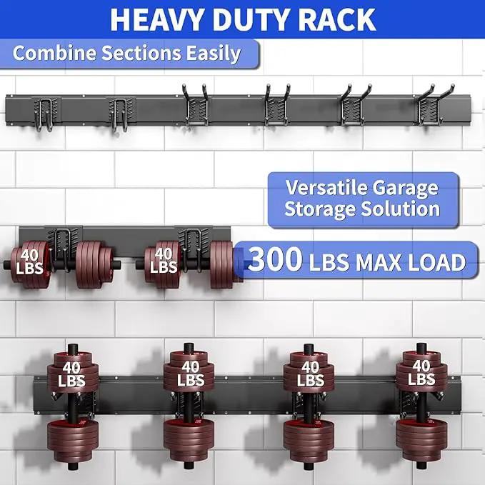 Garage Organization Tool Organizer Wall Mount, 48inch Heavy Duty Garden Tool organizer Storage System, Easy Install With 6 Adjustable Hooks, For Garage, Basement, Shed, Workshop(Black) by GreenHaven Gardens