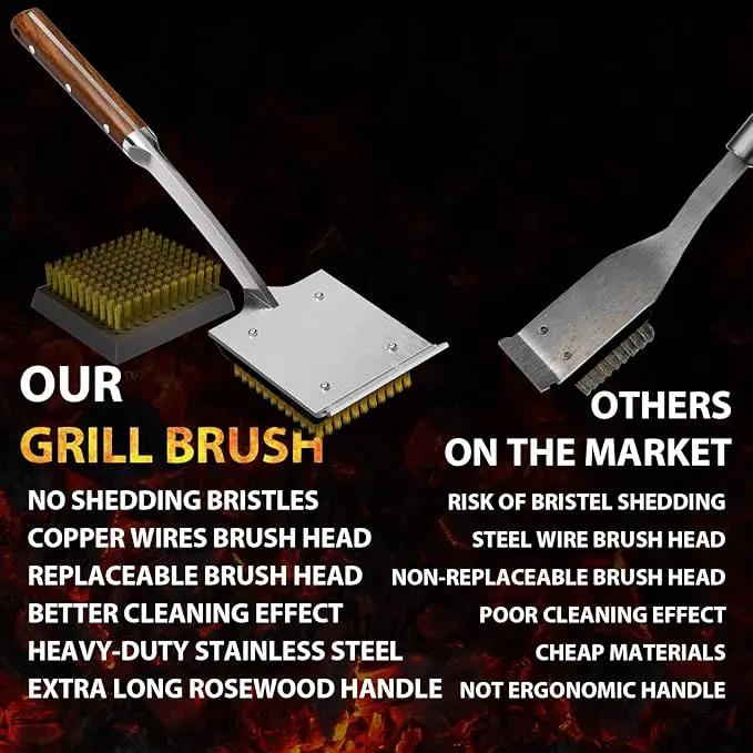 ENLOY Copper Wire Grill Brush Replacement Head, Grill Cleaning Bristle Brush with 4 Screws, BBQ Cleaning Replacement Brush Head for Gas, Porcelain, Ceramic, Cast Iron, Stainless Steel Grills and More by GreenHaven Gardens