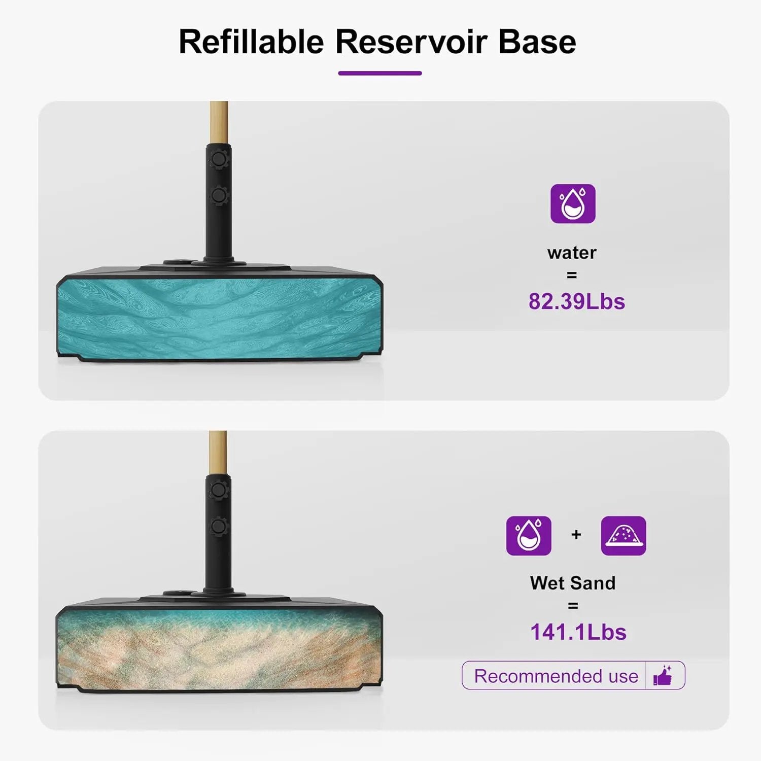 PURPLE LEAF 10' x 10' Square Patio Umbrella with Base Outdoor Umbrella Market Umbrella with Crank & 8 Ribs Aluminum Outdoor Table Umbrella for Pool Deck Backyard, Beige by GreenHaven Gardens