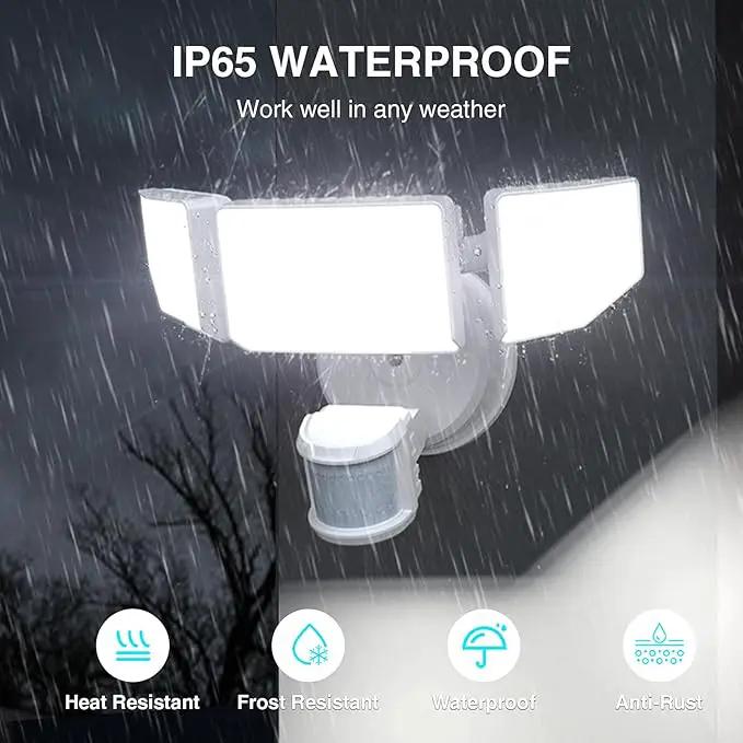 85W LED Security Lights Motion Sensor Light Outdoor, 8500LM Dusk to Dawn, IP65 Waterproof, 6500K, 3 Head Motion Detected Flood Light, Floodlight for Outside, Garage, Yard, Porch (White) by GreenHaven Gardens