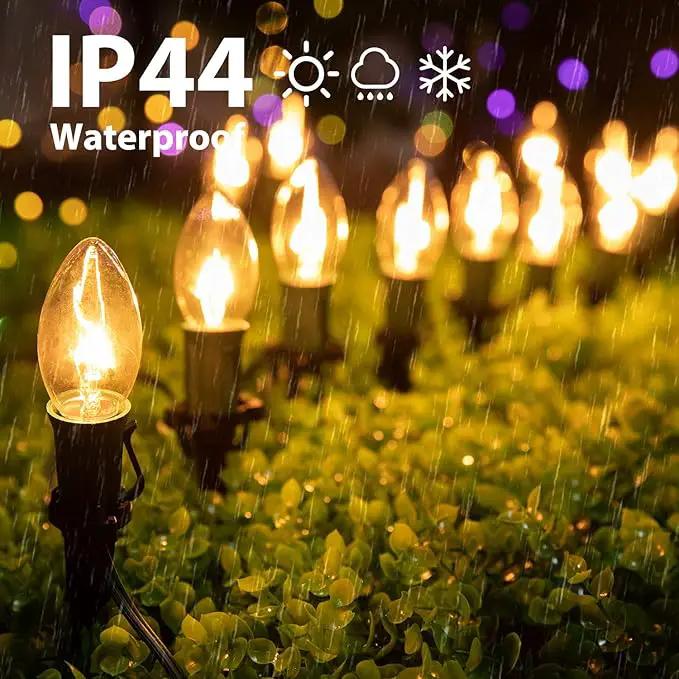 Christmas Pathway String Lights Outdoor - 25.7 Ft. C9 20 Clear Lights with 20 Stakes Connectable Waterproof for Indoor Xmas Party Holiday Commercial Decoration, Warm White by GreenHaven Gardens