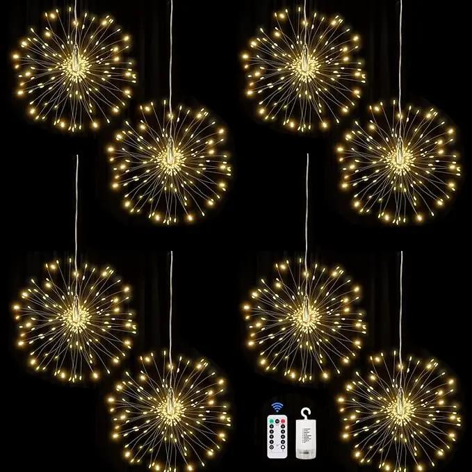 FOOING 8 Pack Firework Lights Led Copper Wire Star String Lights 8 Modes Battery Operated Fairy Lights with Remote,Wedding Decorative Hanging Light for Party Patio Garden Decoration by GreenHaven Gardens