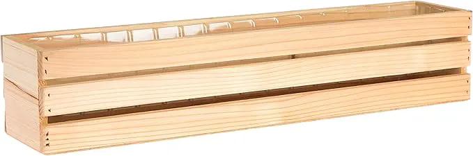 20" Rectangular Rustic Wood Planter with Plastic Liner l Rustic Barn Wood l Wine Crate Style, Home and Wedding Decorations, Garden Ornaments (20x4 Wine Crate Set of 2, Rose Wood) by GreenHaven Gardens