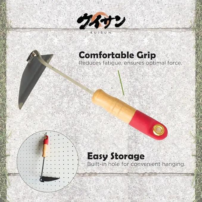 Japanese Weeding Sickle Nejiri Gama - 11 inch Compact & Sharp Hand Hoe for Effortless Weed Removal in Gardening by GreenHaven Gardens