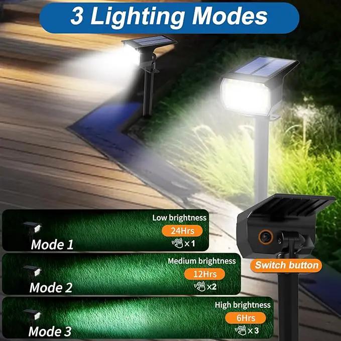 Solar Spot Lights Outdoor Waterproof IP65, 12 Pack Landscape Spotlights with 46 LEDs, 3 Modes Auto On/Off Solar Powered Flood Lights for Outside Pathway, Yard, Garden, Walkway (Cool White) by GreenHaven Gardens