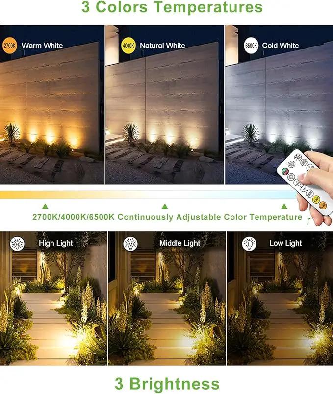 CLY 6 in 1 Solar Spotlights Landscape Outdoor Garden, Solar Spotlights IP66 Waterproof Landscape Lighting with Remote 18M Cable for Garden, Lawn, Patio, 2700K/4000K/6500K by GreenHaven Gardens