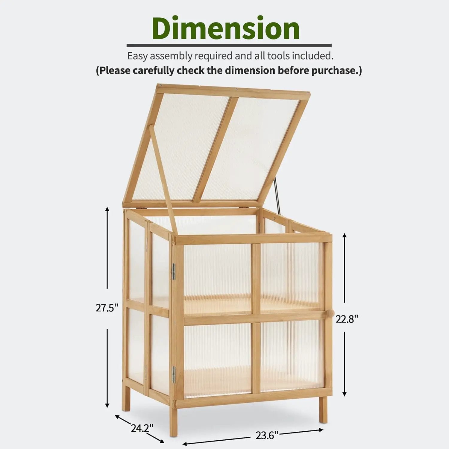 MCombo 2 Tier Foldable Cold Frame Greenhouse, Portable Wooden Greenhouse Garden Cold Frame Raised Planter Box with Shelves, 0122 (Natural) by GreenHaven Gardens