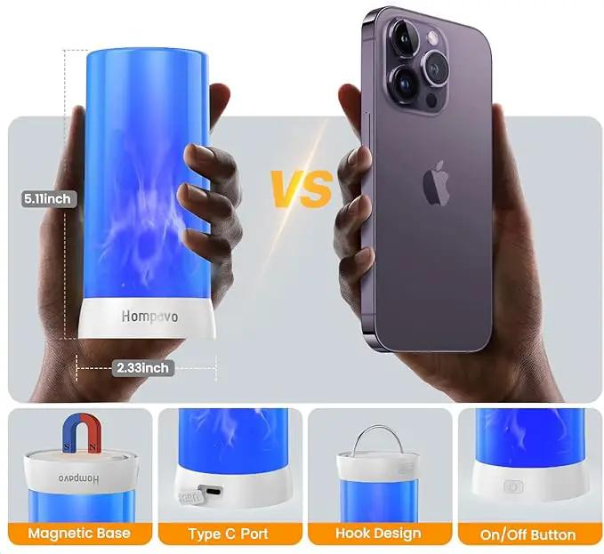 【Upgraded】 LED Flame Lights with Remote & Timer, 4-Mode Rechargeable Battery Operated Flameless Candles, Waterproof Pillar Flickering Lanterns for Room Patio Wedding Halloween Home Decor, Blue by GreenHaven Gardens