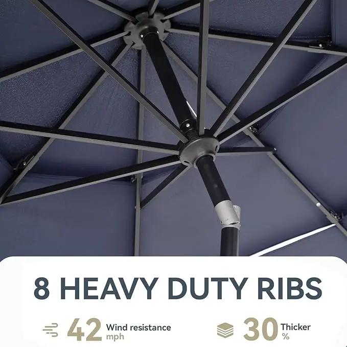 GREEN PARTY 10ft Outdoor Patio Umbrella, Auto-Tilt Market Table Umbrellas with Crank, 8 Sturdy Ribs & 1.5" Pole UV Protection for Garden Deck Backyard Pool by GreenHaven Gardens