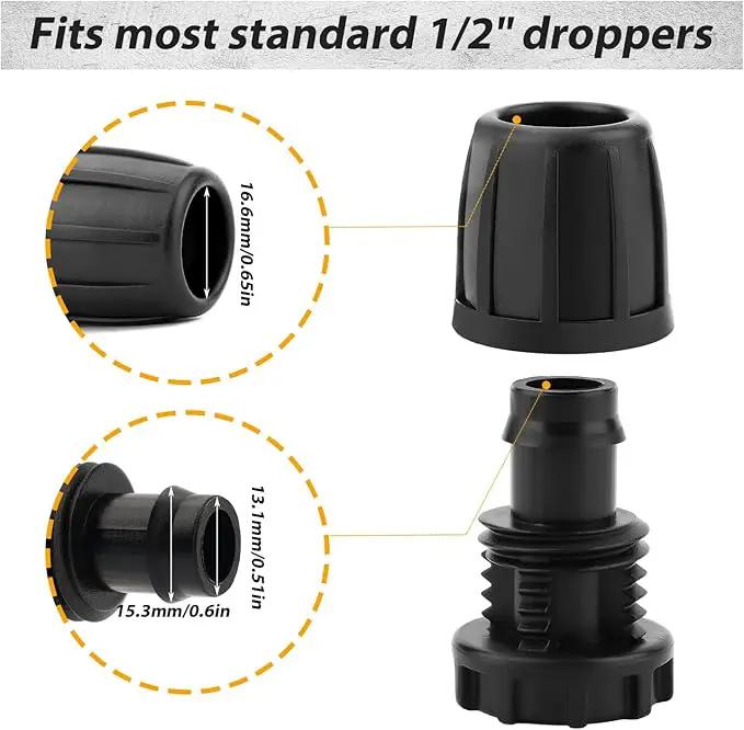 LUTER 12pcs 1/2 Inch Irrigation Fittings End Plugs, Drip Irrigation Fittings Tool Kit for (1/2" ID x0.6-0.63" OD) 16mm Drip Tubing Garden Irrigation System by GreenHaven Gardens