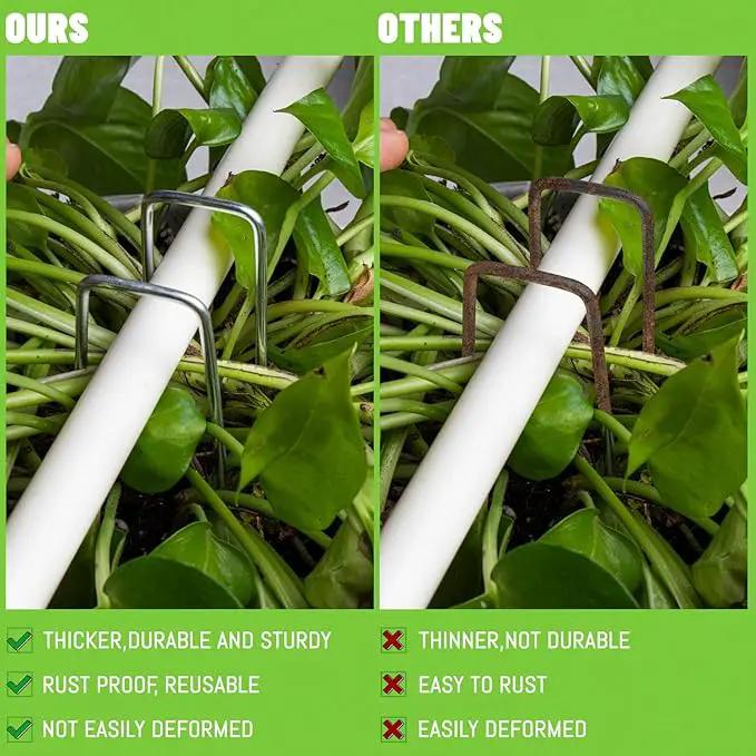 Cool Area 50PCS 6 Inches 11 Gauge Garden Stakes, Landscape Staples, Ground Stakes, Yard Stakes, U-Shaped Garden Staples for Securing Landscape Fabrics,Irrigation Pipes, Weed Barrier Fabric, Fences by GreenHaven Gardens