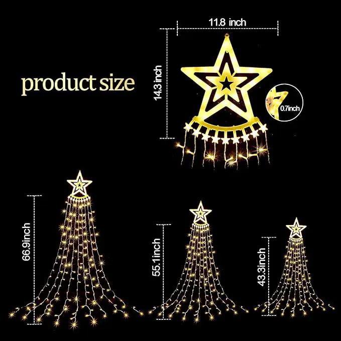 3 Pcs Christmas Decorations Star String Lights 3 Size 108/135/162 LED Waterproof String Lights with Christmas Tree Topper Lighting 8 Modes Waterfall Lights for Garden Yard Party, Warm White by GreenHaven Gardens