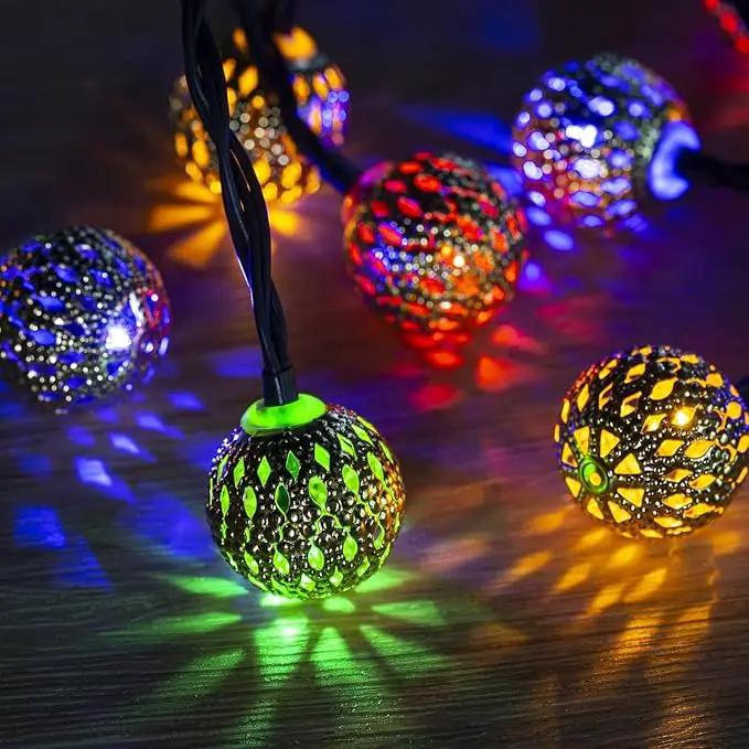 Solar Moroccan String Lights Outdoor 60 LED 36 Ft Globe Fairy Lights with 8 Lighting Modes, Waterproof Solar Powered String Lights for Garden Yard Gazebos Camping Party (Multicolor) by GreenHaven Gardens