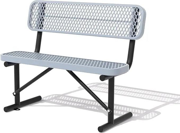 4/6/8 Feet Park Bench for Outside Heavy Duty Metal, Garden Benches Outdoor Bench with Backrest & Portable Frame, for Shopping Malls Stores Parks Patios Decks, Grey