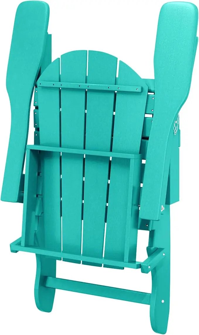 WO Home Furniture Adirondack Chairs Table Set of 3 PCS Outdoor Folding Chairs Side End Table Weather/UV Resistant for Lawn, Garden, Bon Fire, Balcony (Turquoise) by GreenHaven Gardens