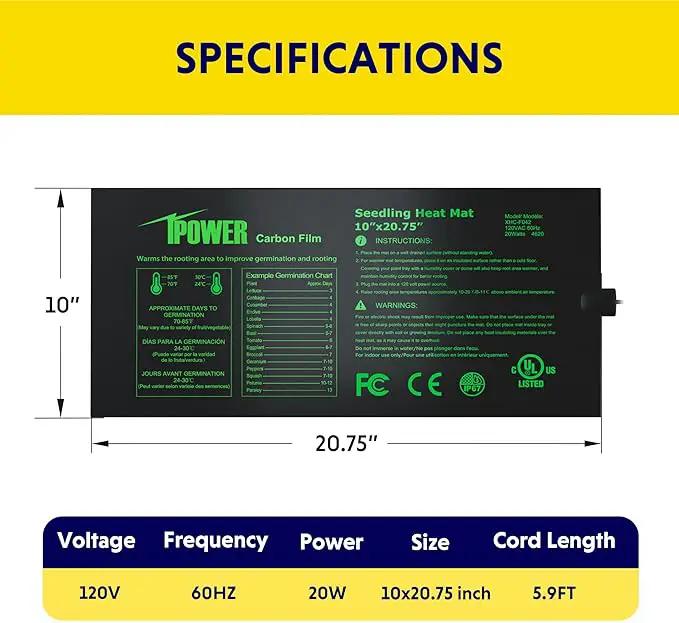 iPower 4 Pack 10" x 20.75" Seeding Heat Mat Upgraded Carbon Film Indoor Warm Hydroponic Plant Germination Starting Pad Durable Waterproof by GreenHaven Gardens