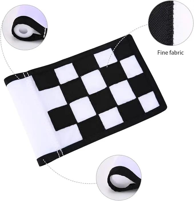 Golf Flag, Green Putting Green Flag,Solid Nylon and Checkered Training Flags for Indoor Outdoor Backyard Garden, Portable Golf Target Flags,8.7 * 6 inch (White-Black) by GreenHaven Gardens