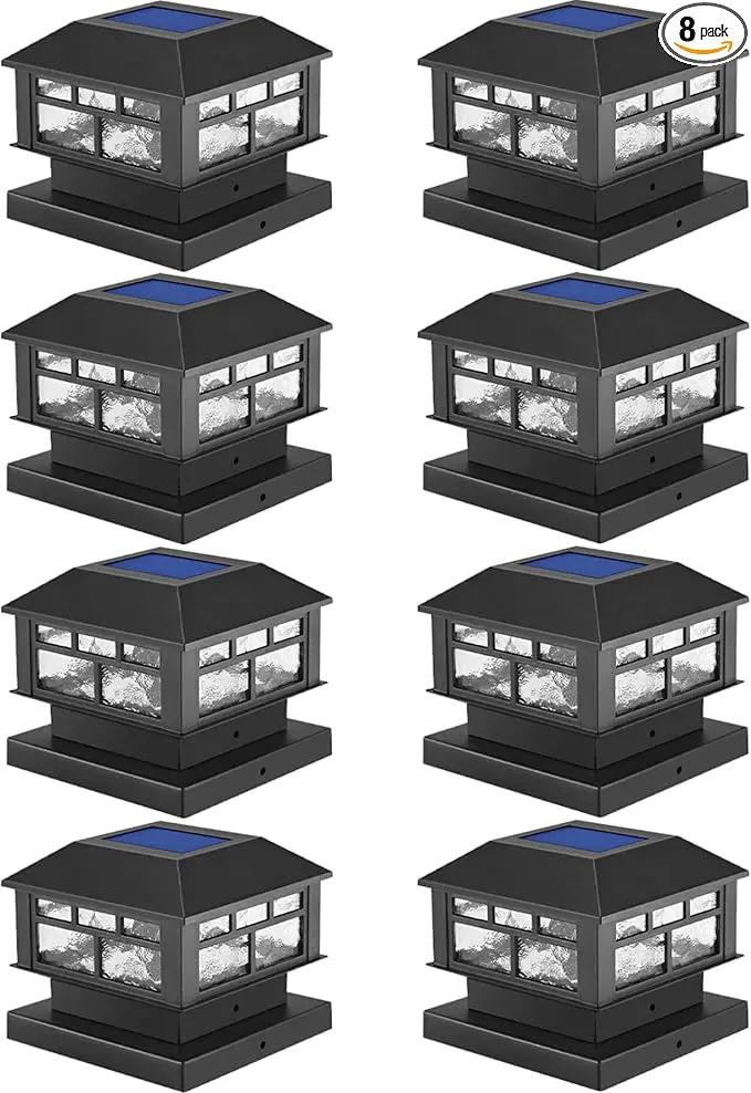 Solar Lights Outdoor, 20LM Fence Lights, Waterproof, 2 Light Modes, Fit 3.5x3.5in & 4x4in Wooden Posts, Solar Power Deck Lights for Garden Deck Patio Decoration (Black 8Pack) by GreenHaven Gardens