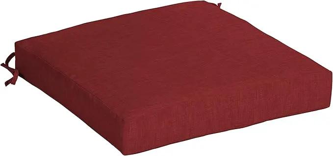 Arden Seat Cushion, 21 x 21, Rain-Proof, Fade Resistant, Cushion for Patio Dining, Adirondack, and Outdoor Chairs Ruby Red Leala by GreenHaven Gardens