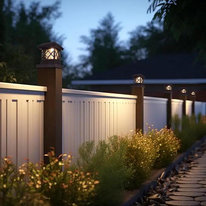 TWINSLUXES Fence Post Cap Light, LED Solar Lights for Deck Posts, Solar Post Caps Light Outdoor for 3.5x3.5/4x4/5x5 Posts, Wood or Vinyl Fence Deck Post, Warm Light (Brown) (8 Pack) by GreenHaven Gardens