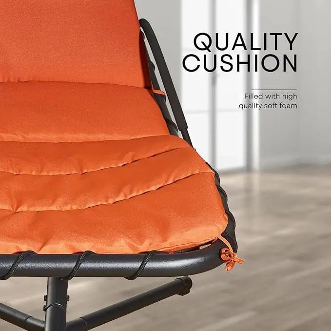 Weatherproof Replacement Cushion Pad and Umbrella for Hanging Lounge Chair Outdoor Chaise Hanging Hammock Chair - Long-Lasting, Fade-Resistant, Quick-Dry, Outdoor Lounge Replacement Set (Orange) by GreenHaven Gardens