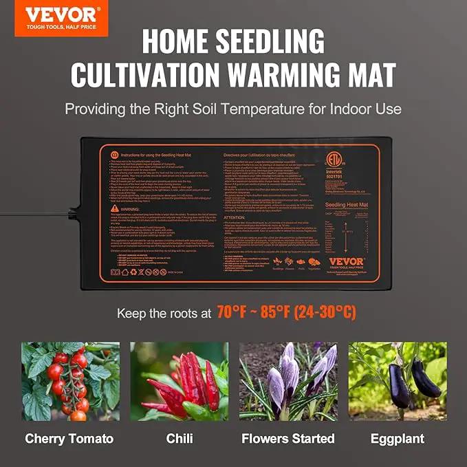 VEVOR 2 Pack Seedling Heat Mat 10"x 20.75", MET-Certified Warm Hydroponic Plant Heating Pad for Seed Starting, Waterproof Heating Mats for Germination, Indoor Gardening Tested toStandards by GreenHaven Gardens