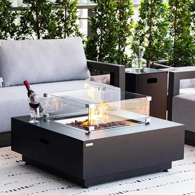 Ashton 36” Propane Fire Pit Smokeless Firepit Converts to Outdoor Gas Fire Pit for Outside Patio Firepit Table Includes Windscreen Rain & Tank Cover Lava Rocks Lid CSA Certified by GreenHaven Gardens