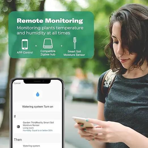 THIRDREALITY Smart Soil Moisture Sensor 2Pack,Zigbee hub Needed,Capacitive Probe,Moisture/Temperature Meter for Garden Planting,Compatible with Homey,Hubitat, SmartThings,Home Assistant by GreenHaven Gardens