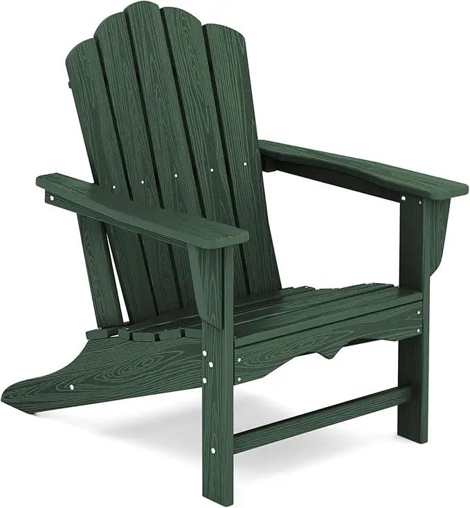 KINGYES HDPE Adirondack Chair, Classic Oversize Adirondack Chair, Green by GreenHaven Gardens