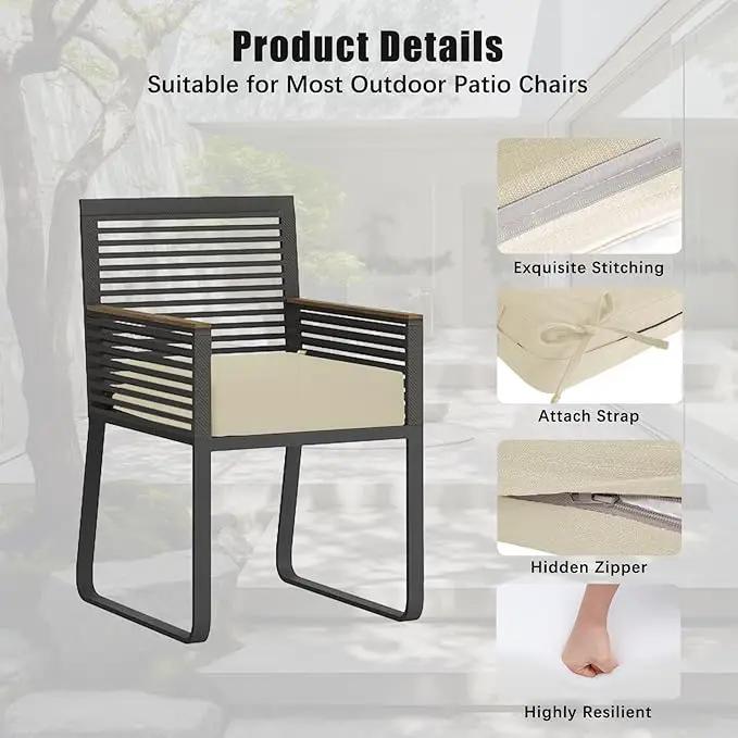 Favoyard Outdoor Chair Cushion 18.5 x 16 x 3 Inch Rainproof & 3-Year Fade Resistant Patio Furniture Cushions with Removable Cover and Adjustable Ties for Garden Sofa Couch Pads Set of 2, Beige by GreenHaven Gardens