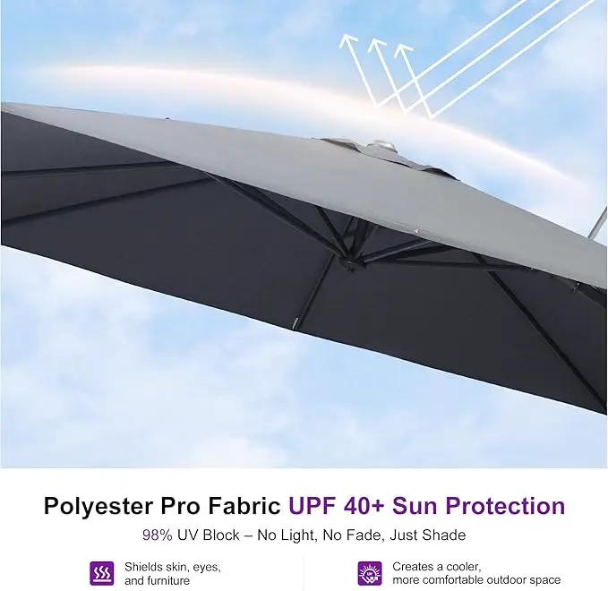 PURPLE LEAF 9' X 12' Left-right Tilting Outdoor Patio Umbrella Swivel Offset Cantilever Heavy Duty Rectangle Aluminum Umbrella with UV Resistant for Deck Pool Patio Backyard, Graphite Grey by GreenHaven Gardens
