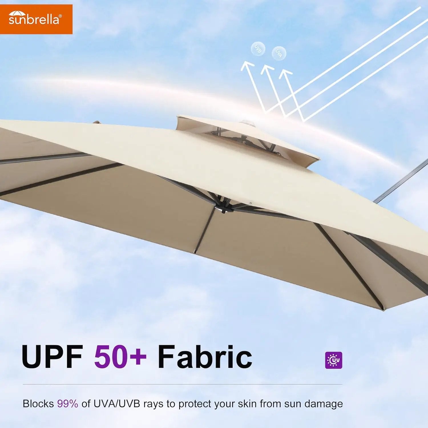 PURPLE LEAF Cantilever Umbrella 10' X 13' Outdoor Patio Rectangular Double Top Large Heavy Duty 360° Rotation Offset Umbrella for Outside Deck Backyard Garden Pool Spectrum Sand by GreenHaven Gardens