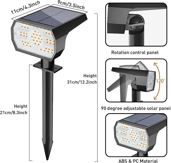 NYMPHY Solar Lights Outdoor Waterproof IP68, 56 LED 3 Lighting Modes Solar Powered Garden Yard Spot Solar Lights for Outside Landscape- 4 Pack (Warm White) by GreenHaven Gardens