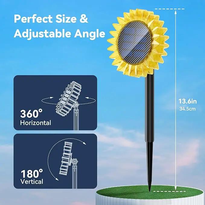 Solar Garden Lights - Upgraded Solar Sunflower Light, Ground/Wall 2 In 1, Solar Outdoor Lights Waterproof IP67,Garden Yard Patio Backyard Pathway Landscape Fence Wall Decoration, Warm White(4 Pack) by GreenHaven Gardens