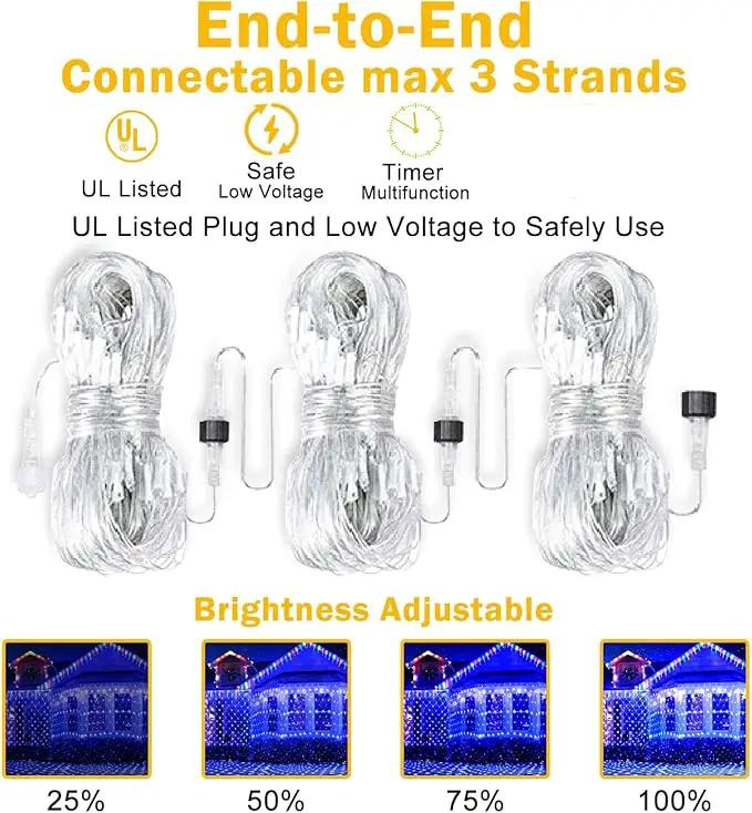 KNONEW Christmas Net Lights 360 LEDs 13ft x 9.8ft Outdoor Mesh Lights Connectable Waterproof 8 Modes & Timer Plug-in Net Fairy Lights for Bushes Garden Party Wedding Holiday,Blue by GreenHaven Gardens