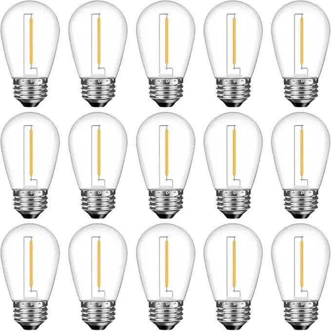 Shatterproof S14 LED Replacement Bulbs for Outdoor String Lights, 15 Pack 1W Equivalent to 11W Incandescent Bulb, Soft White 2200K, Dimmable, E26 Regular Base by GreenHaven Gardens