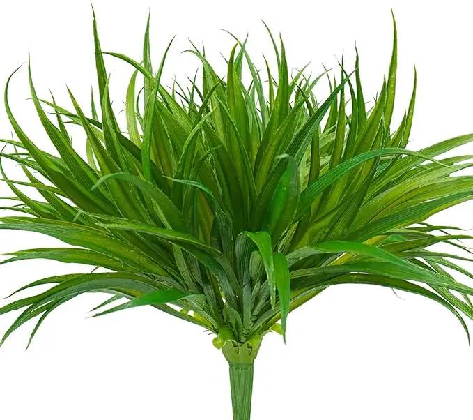 6Pcs Artificial Grass Fake Plants 17.3in 16 Leaves Outdoor Fake Grass UV Resistant Greenery Plastic Plants for Home Window Garden Office Patio Hanging Planter Pathway Front Porch Décor by GreenHaven Gardens